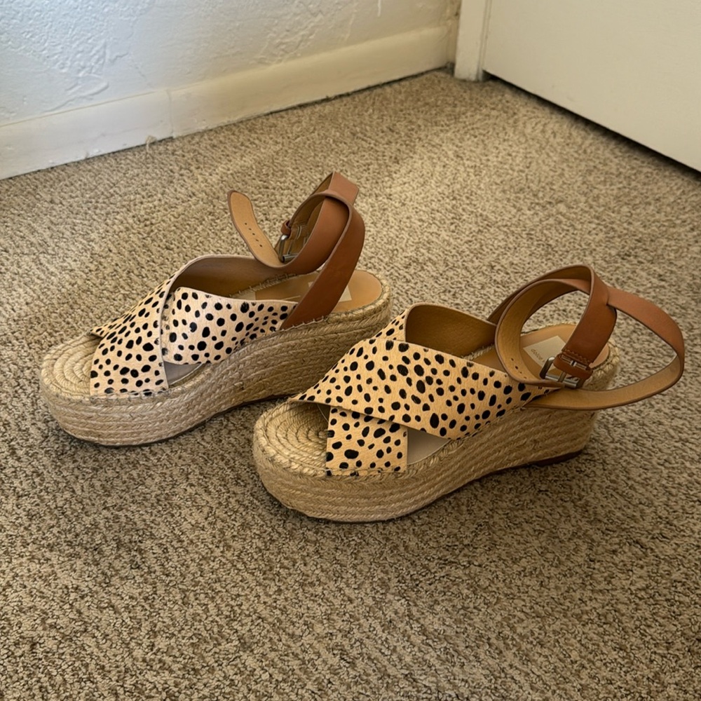 Dolce Vita Espadrille Leopard print pony hair sandals